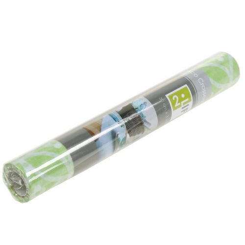 Floristik24 Decorative table ribbon with flowers light green 30cm x 300cm