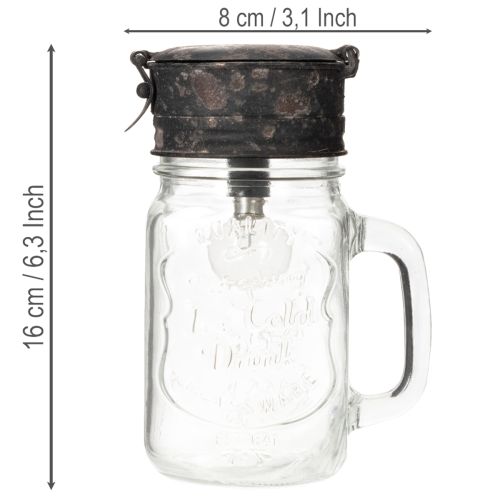 Decorative drinking glass with LED lamp Ø8cm H16cm | Floristik24.ie