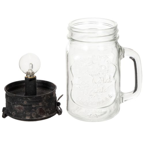 Decorative drinking glass with LED lamp Ø8cm H16cm | Floristik24.ie