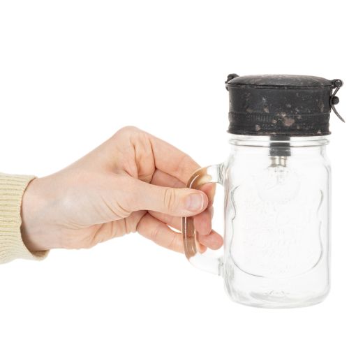 Decorative drinking glass with LED lamp Ø8cm H16cm | Floristik24.ie