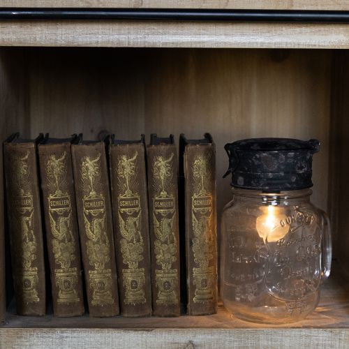 Decorative drinking glass with LED lamp Ø8cm H16cm | Floristik24.ie
