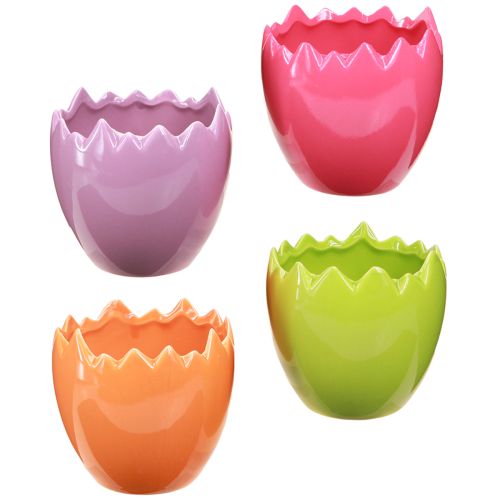 Floristik24 Decorative planter Easter colorful Easter eggs ceramic Ø11cm 4 pcs