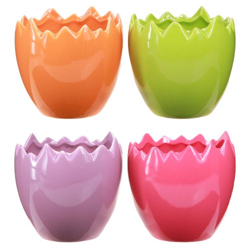 Product Decorative planter Easter colorful Easter eggs ceramic Ø11cm 4 pcs
