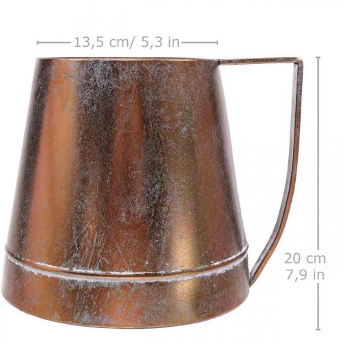 Product Vintage decorative vase, copper-look metal jug/pitcher, W24 x H20cm, shabby chic country style
