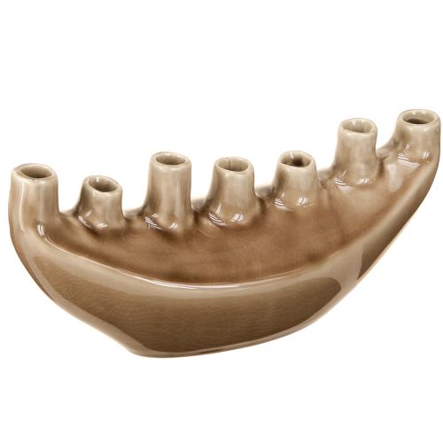 Decorative Vase Boat Ceramic Vase Brown 23×8.5cm H11cm