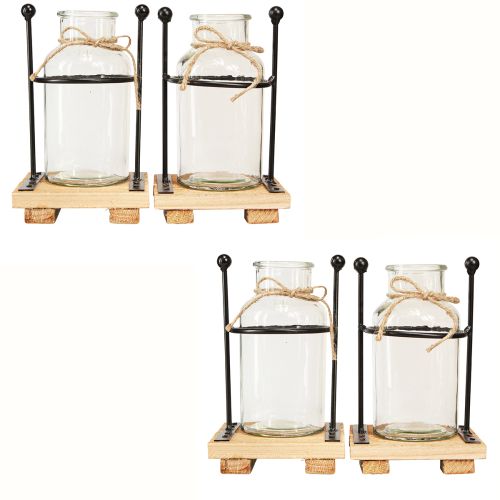 Product Decorative Vases Bottle Vase Glass on Base 12×12×20cm 4pcs