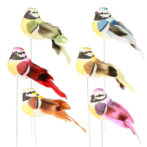 Floristik24 Decorative Birds Feathers on Wire 6-fold sorted 8x3.5cm 12 pcs