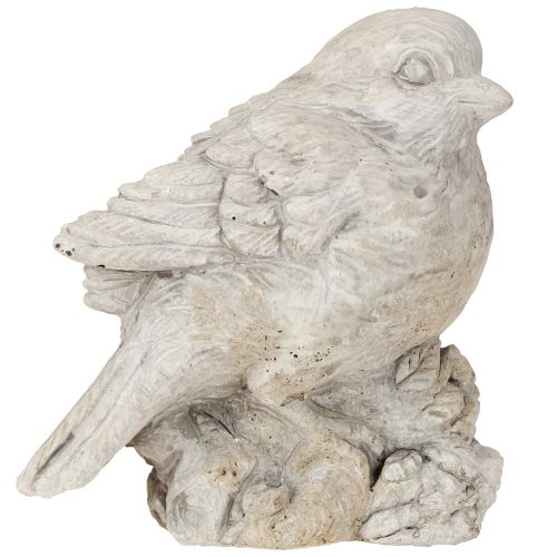 Product Decorative bird figurine sparrow cast stone white washed H12.5cm