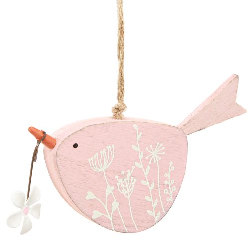 Decorative bird spring decoration hanging decoration wood pink 15×8.5cm