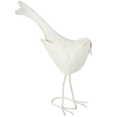 Product Decorative Bird Metal Decorative Figure Vintage White Gold 35x32.5cm