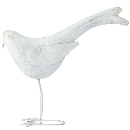 Product Decorative Bird Metal Decorative Figure Vintage White Gold 35x32.5cm