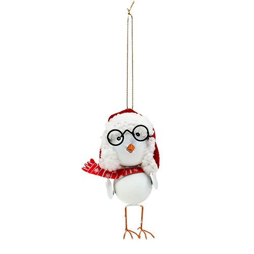 Decorative bird with hat red and white 10.5cm