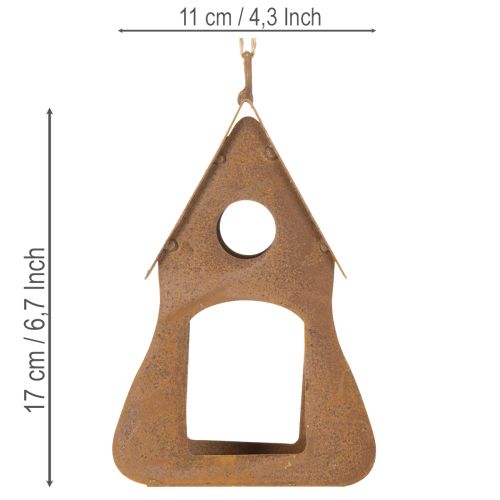 Decorative hanging birdhouse, rust-colored birdhouse decoration, 17.5cm | Floristik24.ie