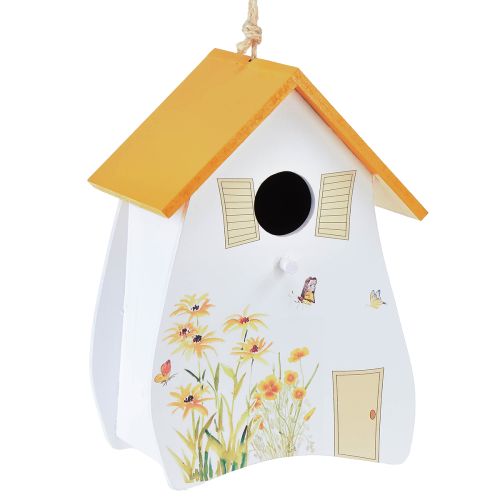 Floristik24 Decorative Birdhouse for Hanging White Yellow Summer H21cm 2pcs