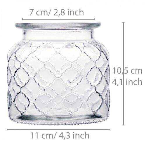 Floristik24 Decorative lantern diamond pattern, glass vessel, glass vase, candle decoration 2pcs
