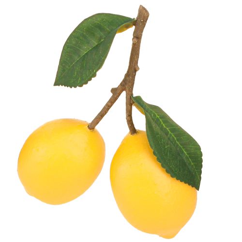 Decorative lemon branch 16cm, artificial fruits 3pcs