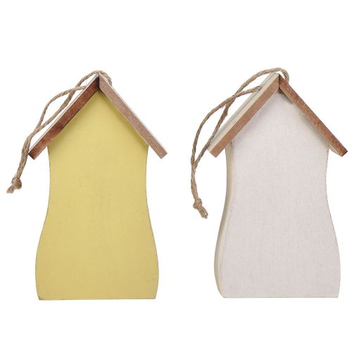 Product Decoration for hanging birdhouse wood white yellow 13cm 2 pcs
