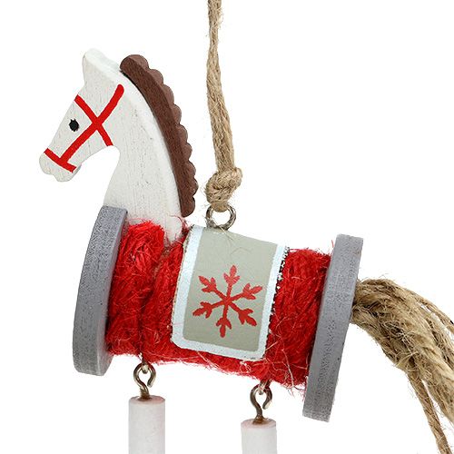 Floristik24 Decorative hanger horse red-white 20cm 6pcs