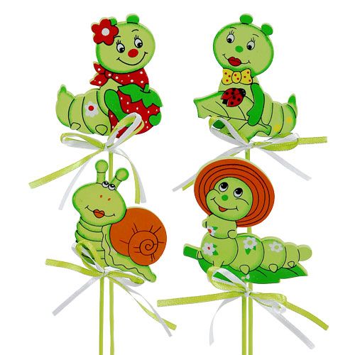 Floristik24 Decorative caterpillar on a stick 7cm L28cm 12pcs
