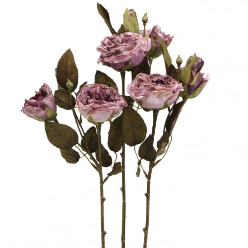 Deco rose bouquet artificial flowers rose bouquet violet 45cm 3pcs