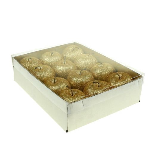 Floristik24 Decorative apples gold with mica Ø6cm 12pcs