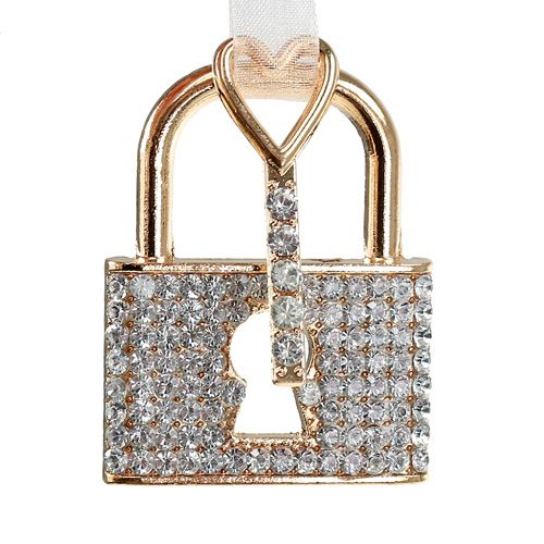 Floristik24 Pendant lock with key 5cm gold / silver 2pcs