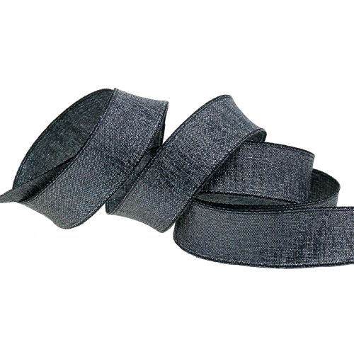 Product Decorative ribbon with mica anthracite 25mm 20m