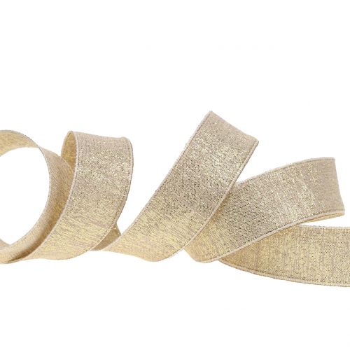 Floristik24 Decorative ribbon with mica gold 25mm 20m