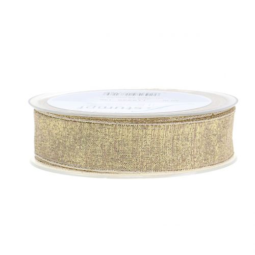 Floristik24 Decorative ribbon with mica gold 25mm 20m