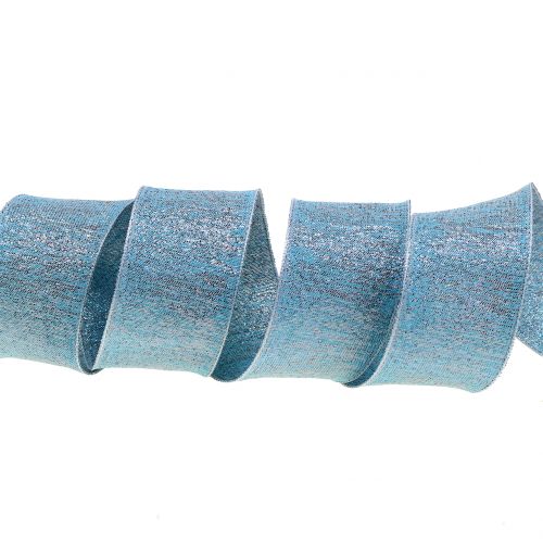 Floristik24 Decorative ribbon with mica light blue 40mm 20m
