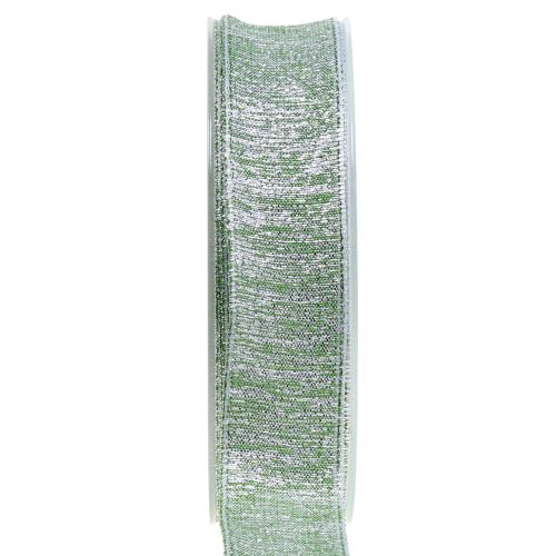 Floristik24 Decorative ribbon with mica green 25mm 20m
