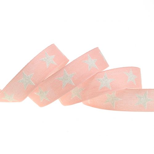 Product Decorative ribbon with mica star pink 25mm 20m