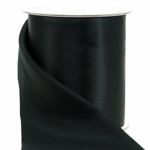 Satin table ribbon black 100mm 15m