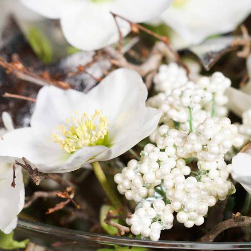 Floristik24 Decorative berry branch white 24cm 5pcs