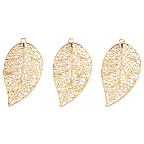 Floristik24 Decorative leaves for hanging metal decoration gold 5.5 cm 24 pcs