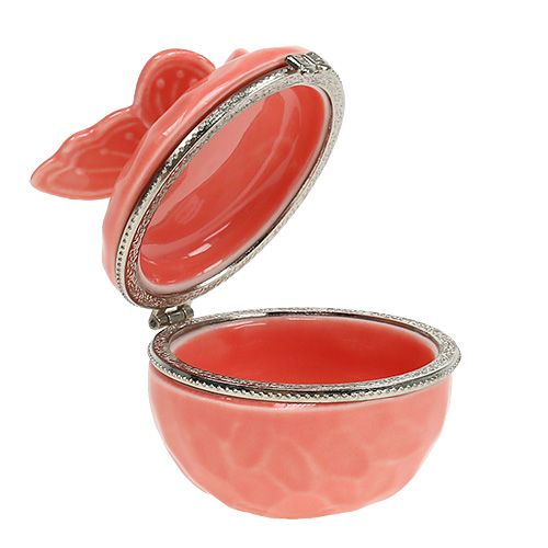 Floristik24 Decorative box with butterfly salmon Ø6cm H6cm