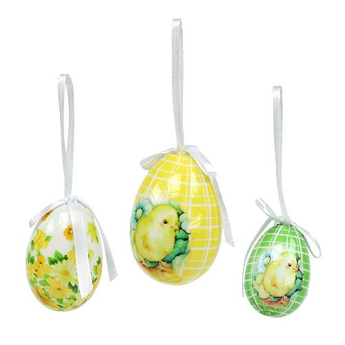 Floristik24 Decorative eggs to hang yellow-green 5-8cm 8pcs