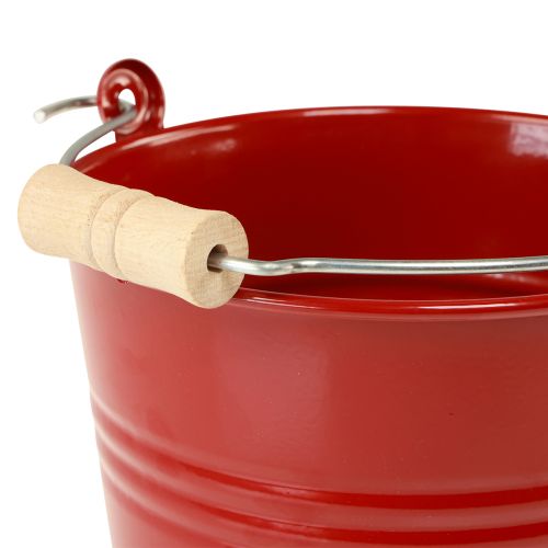 Floristik24 Decorative bucket metal planter red Ø16cm H14.5cm 1.6L