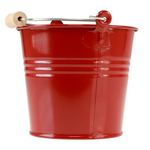 Floristik24 Decorative bucket metal planter red Ø16cm H14.5cm 1.6L