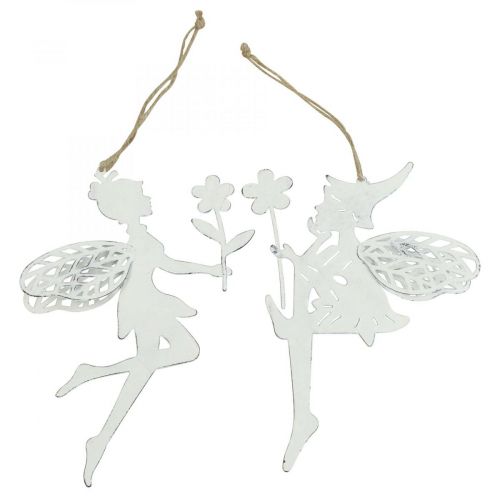 Decoration Elves Window Decoration Spring Metal White H20cm 4 Pcs