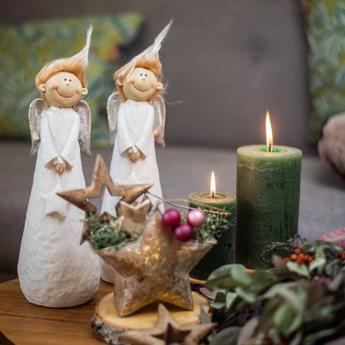 Floristik24 Decorative angel figure Christmas with star white 10 × 8 × 28.5cm