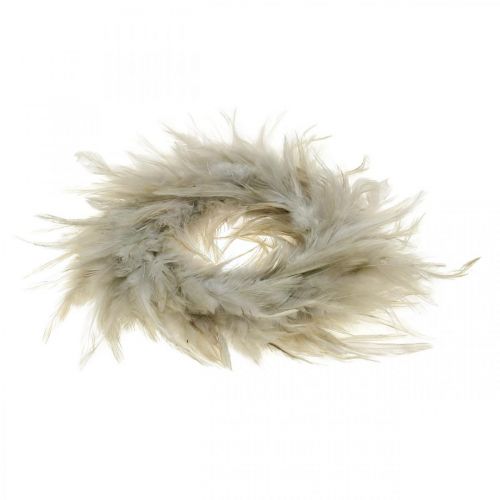 Floristik24 Decorative feather wreath gray Ø10.5cm Easter decoration real feathers