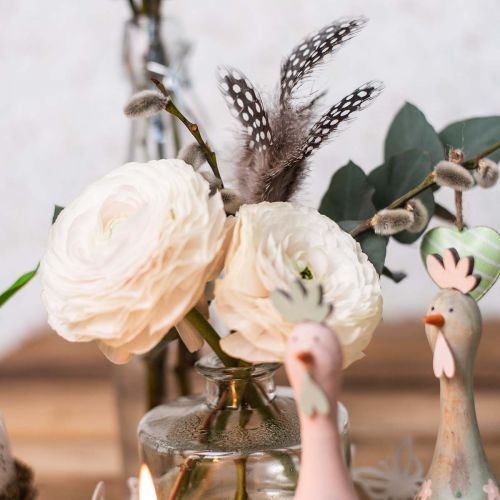 Floristik24 Decorative feathers dotted on stick Real guinea fowl feathers 4-8cm 24 pcs