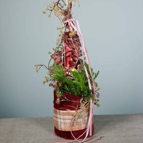 Floristik24 Decorative fur ribbon dark red 15cm x 200cm