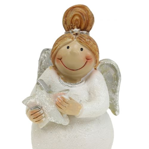 Floristik24 Decorative figure angel with star white, silver 10cm 2pcs