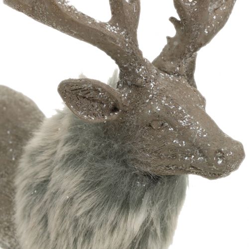 Product Deco figure reindeer brown with mica 23cm