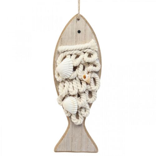Deco fish pendant wooden fish maritime decoration wood 6.5×19.5cm