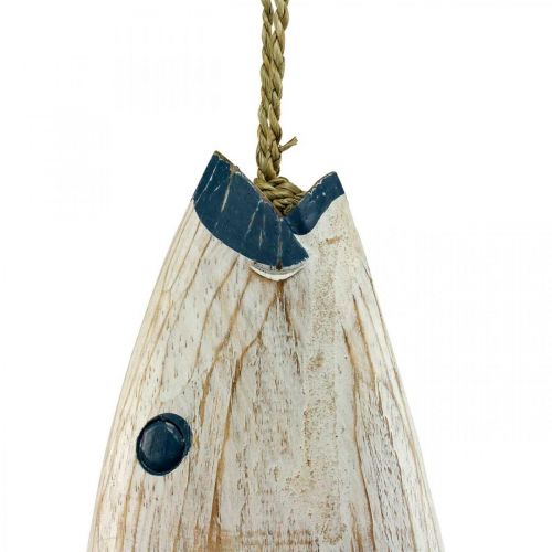 Floristik24 Deco fish wood Wooden fish to hang up Dark blue H57.5cm