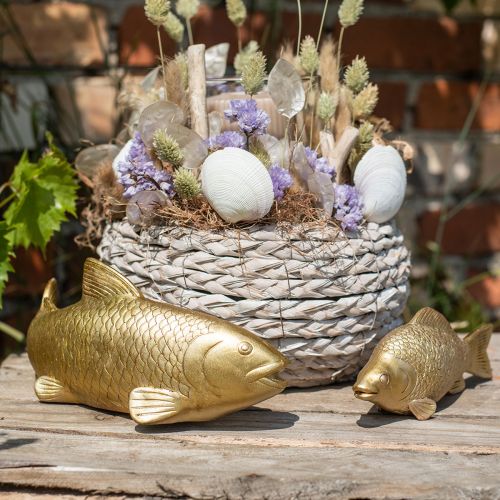 Floristik24 Decorative fish to put down, fish sculpture polyresin golden large L25cm