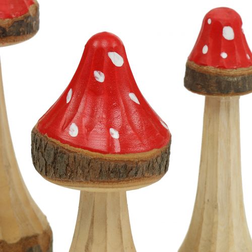 Floristik24 Decorative toadstools made of wood red, natural 13.5cm - 19cm 3pcs